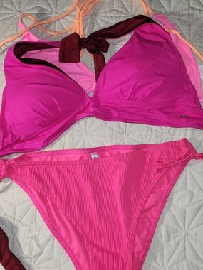 La Vie En Rose Bright Fuchsia Ribbed Two-Piece Bikini